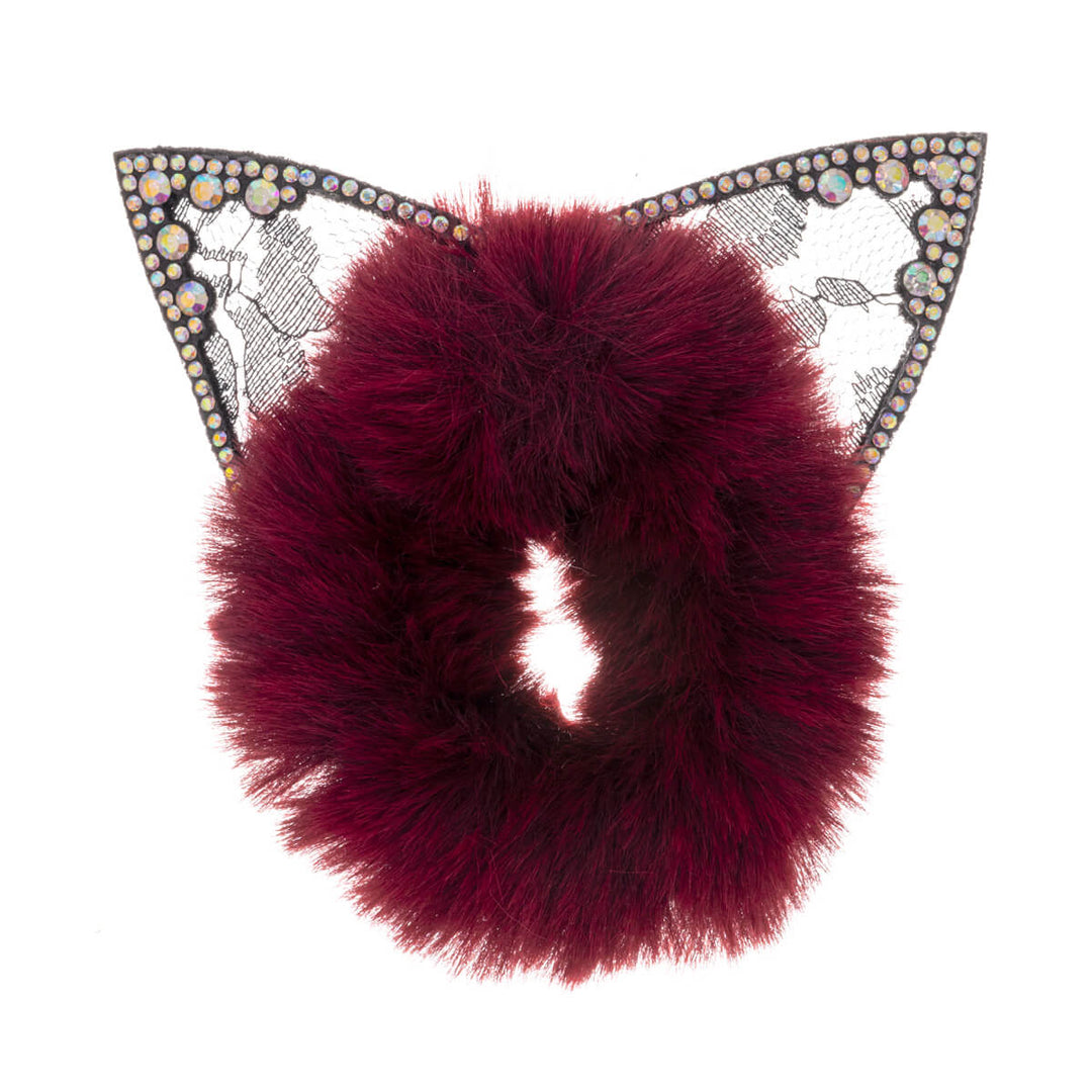 Fluffy scrunchie cat ears hairpin ø 9cm