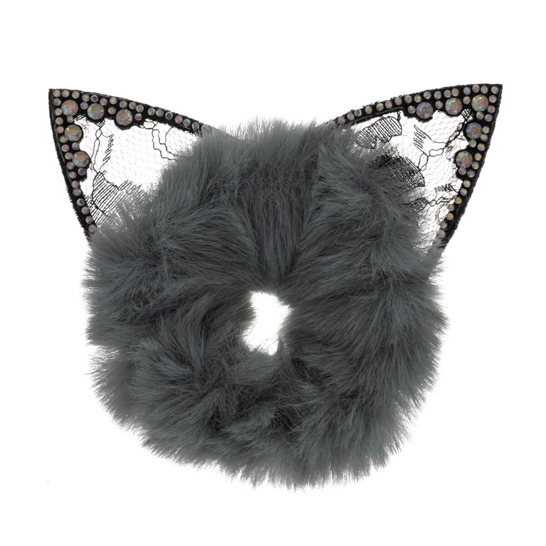 Fluffy scrunchie cat ears hairpin ø 9cm