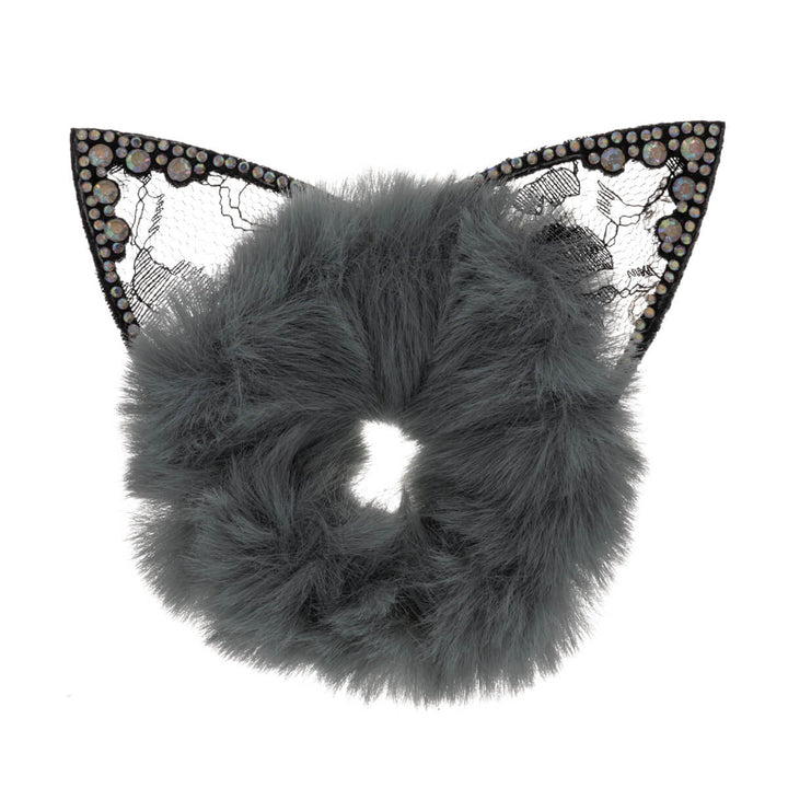 Fluffy scrunchie cat ears hairpin ø 9cm