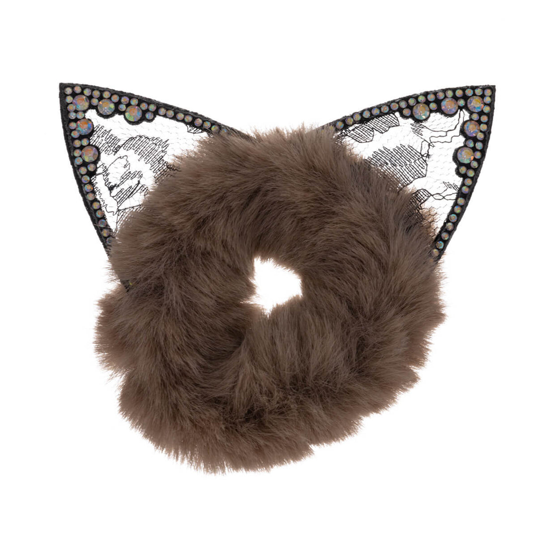 Fluffy scrunchie cat ears hairpin ø 9cm