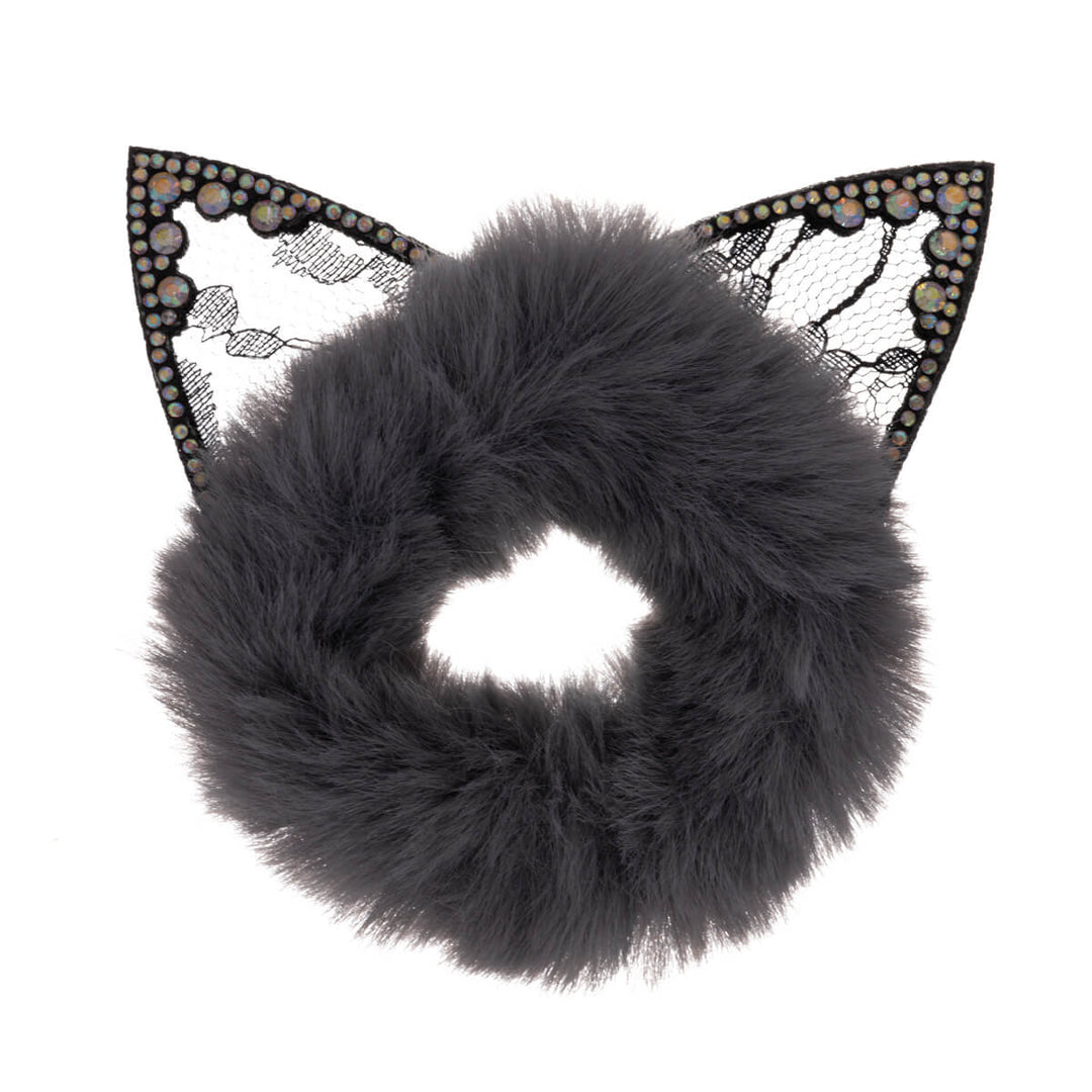 Fluffy scrunchie cat ears hairpin ø 9cm