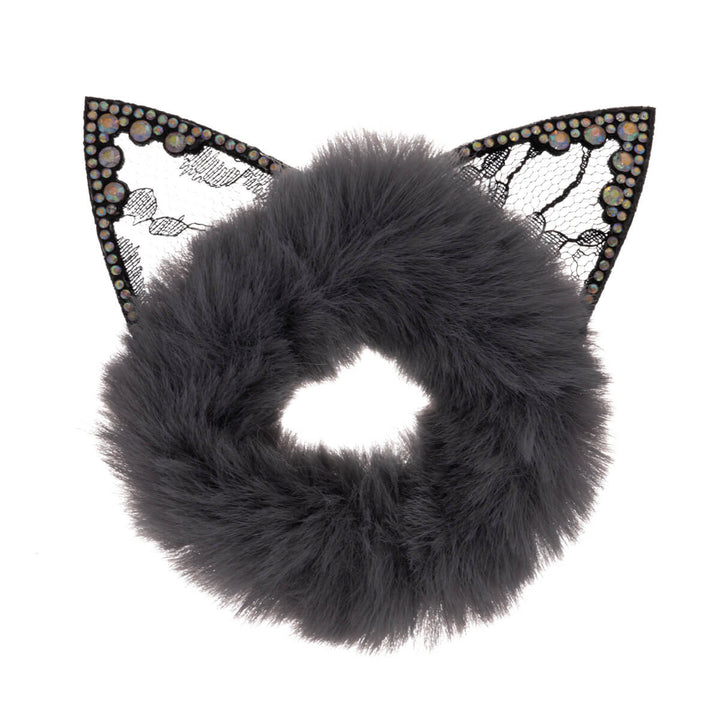 Fluffy scrunchie cat ears hairpin ø 9cm