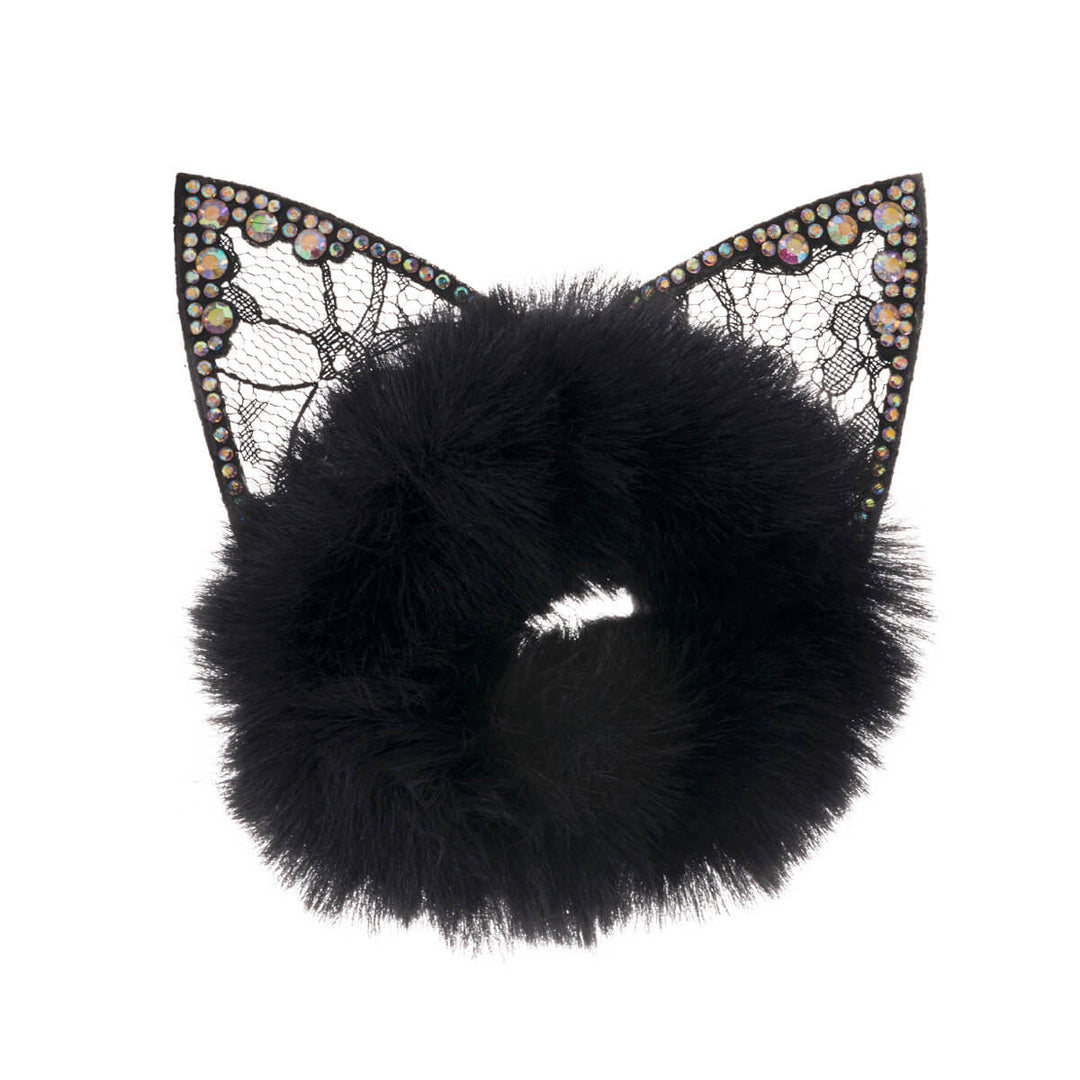 Fluffy scrunchie cat ears hairpin ø 9cm