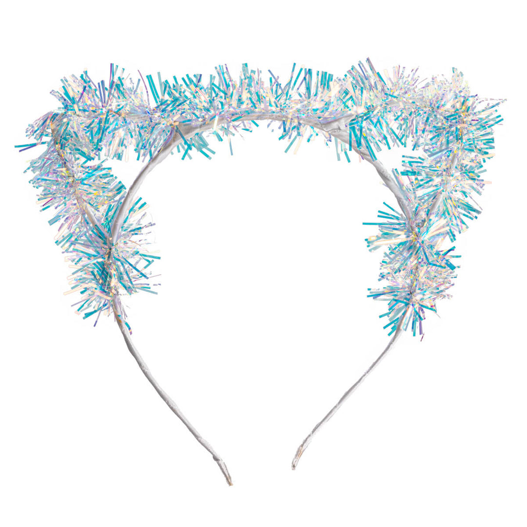 Glittrande kattöron i ett pannband