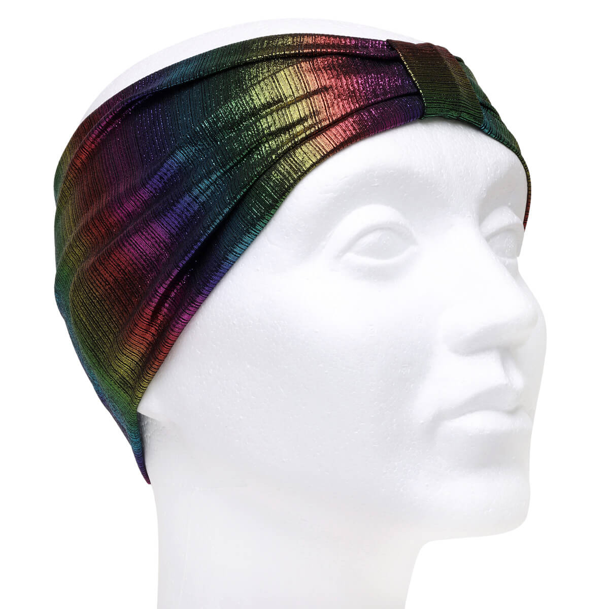 Multicoloured glittery elastic wide hairband with knot 13cm