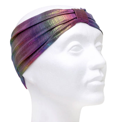 Multicoloured glittery elastic wide hairband with knot 13cm
