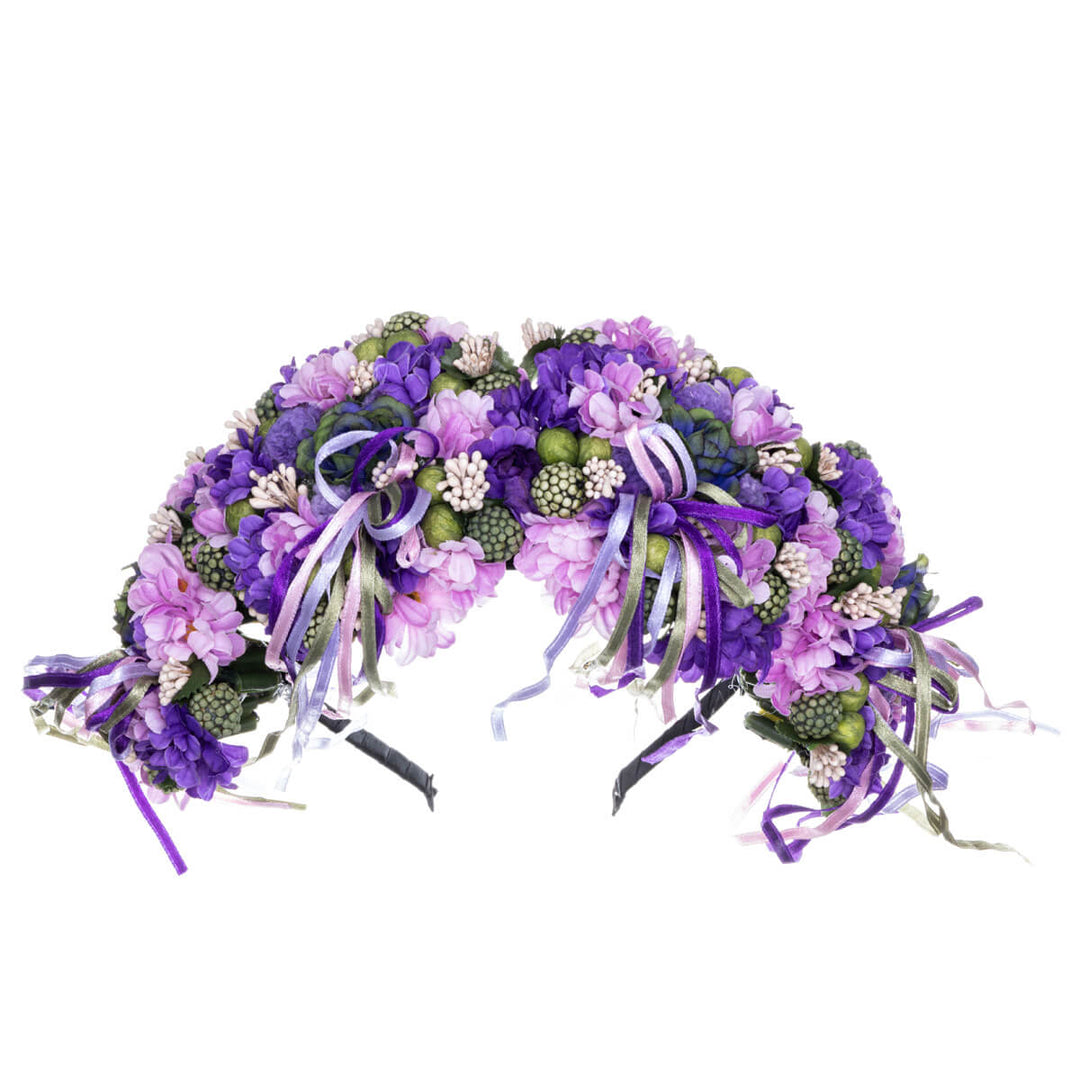 Rich floral hairband with ribbons