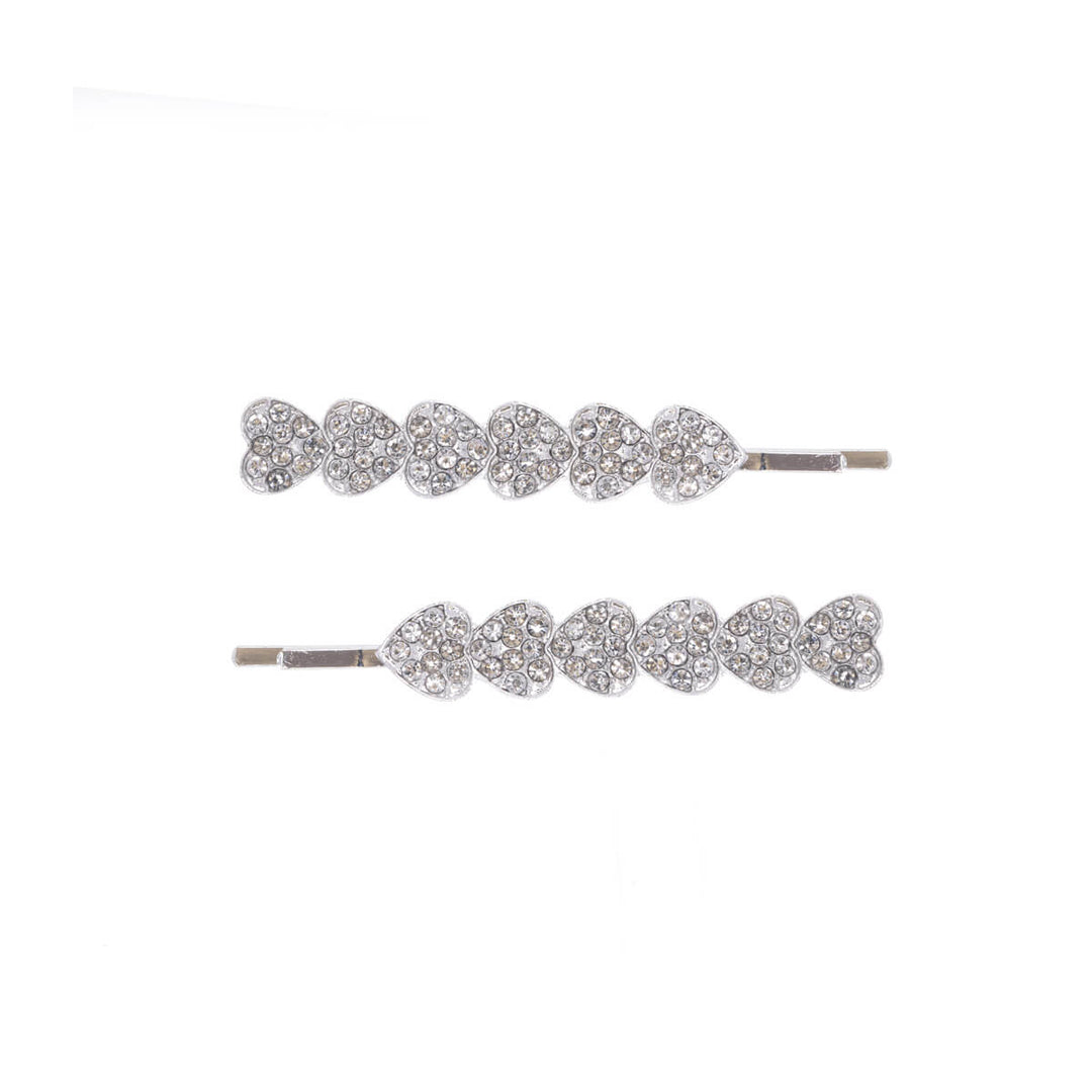 Heart hairpin glass stone rhinestone pin 2pcs