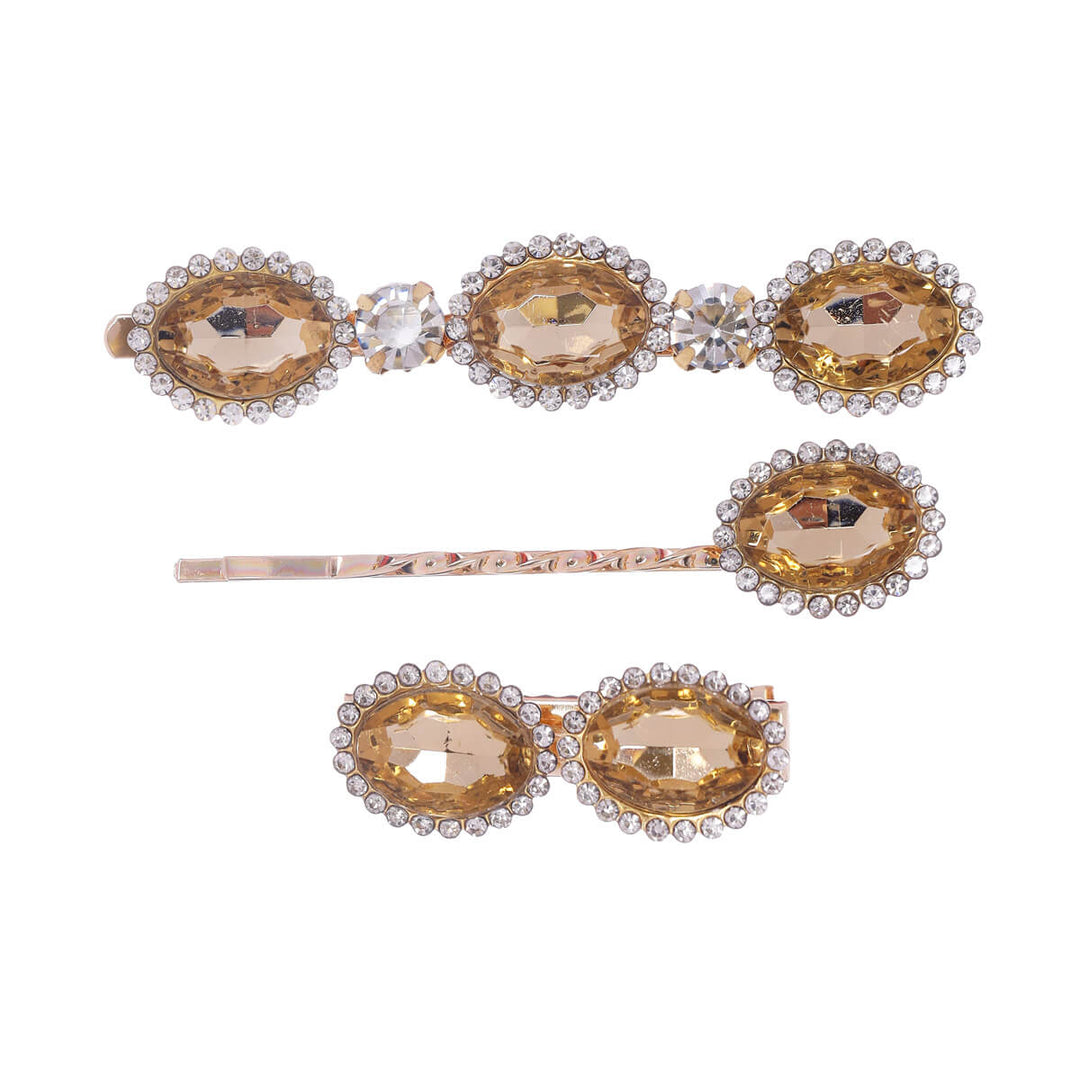 Oval glitter hair clips 3pcs
