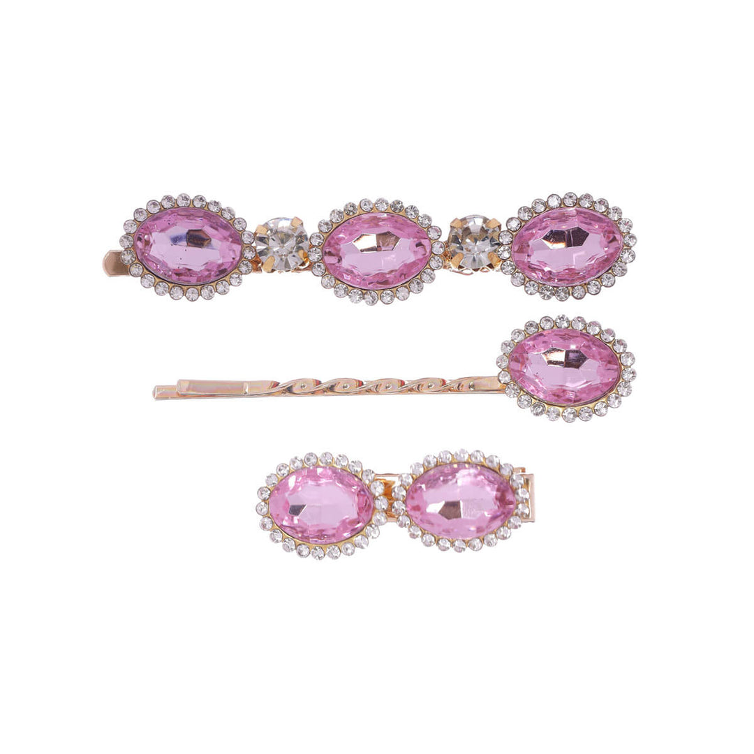 Oval glitter hair clips 3pcs