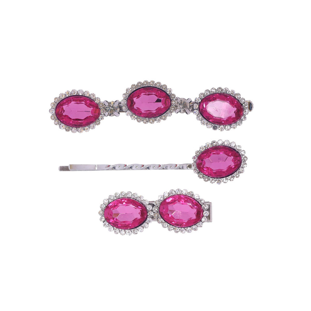 Oval glitter hair clips 3pcs