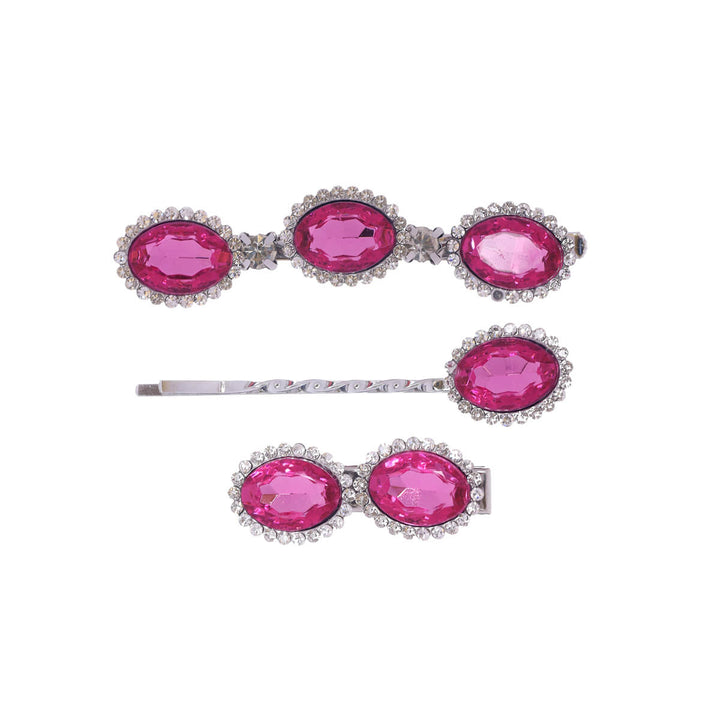 Oval glitter hair clips 3pcs