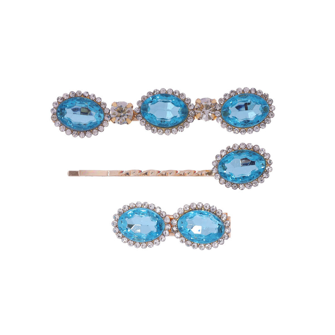 Oval glitter hair clips 3pcs