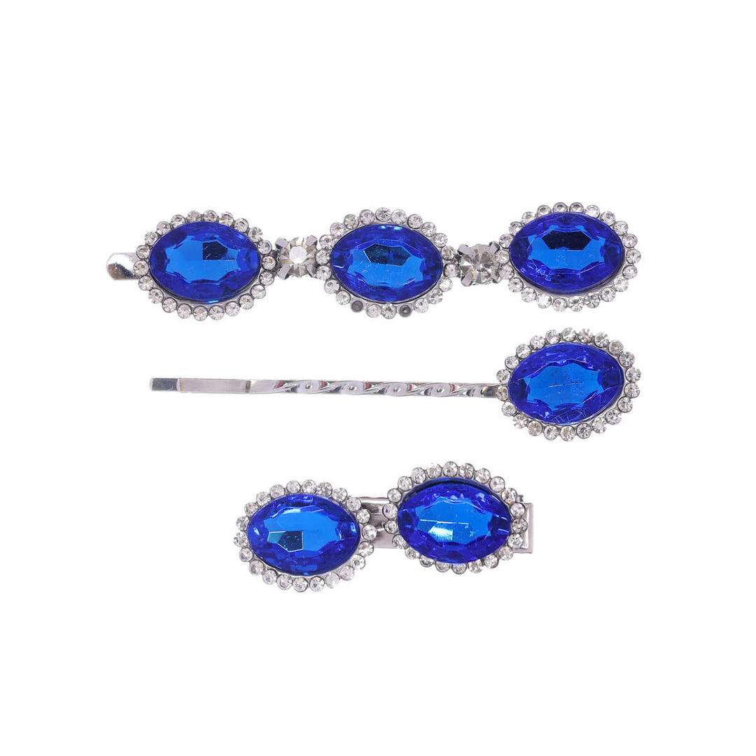 Oval glitter hair clips 3pcs