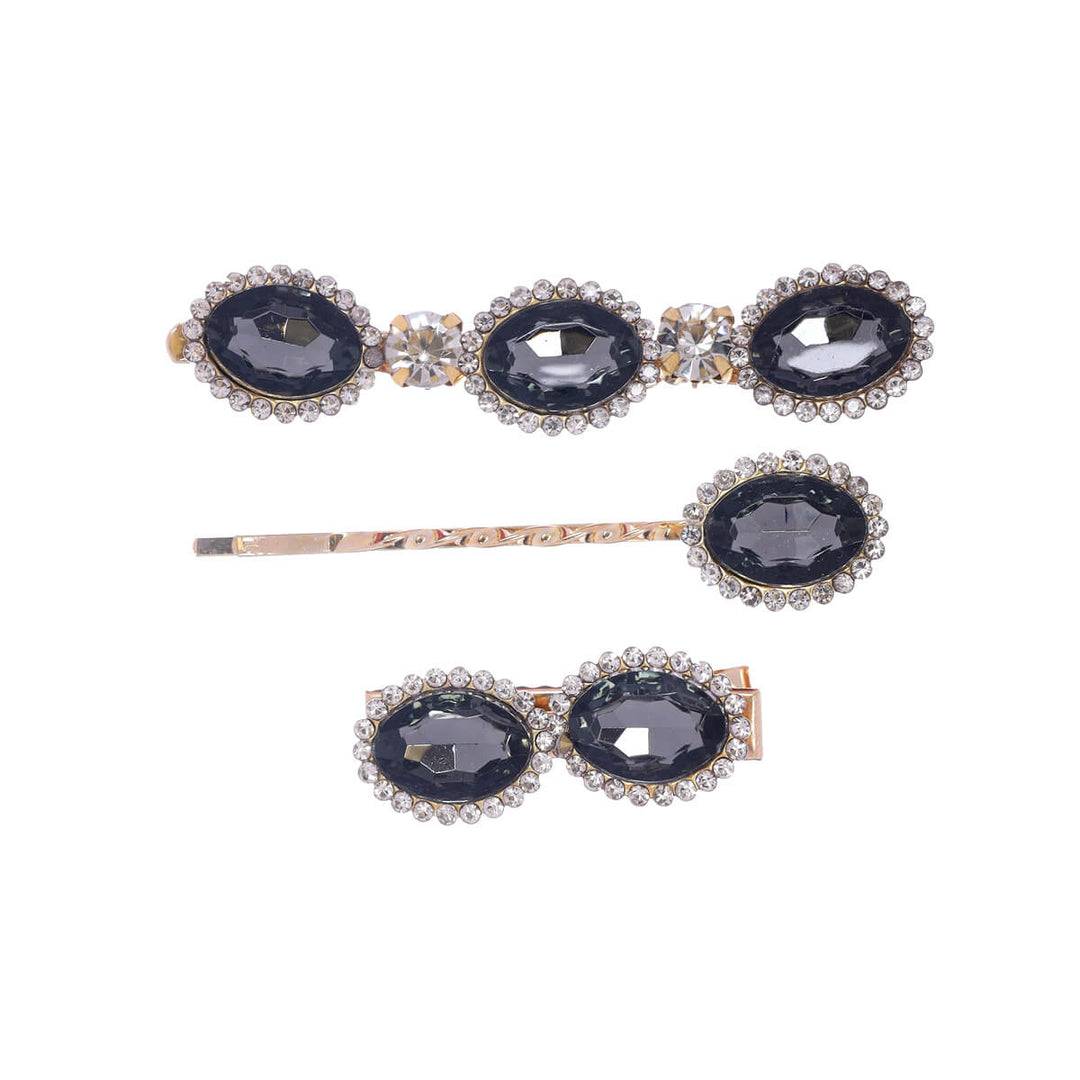 Oval glitter hair clips 3pcs