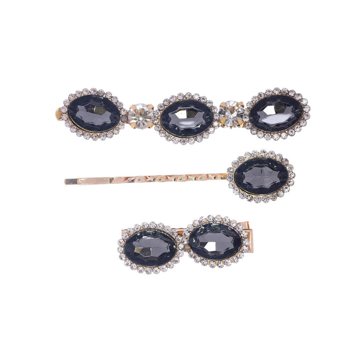 Oval glitter hair clips 3pcs