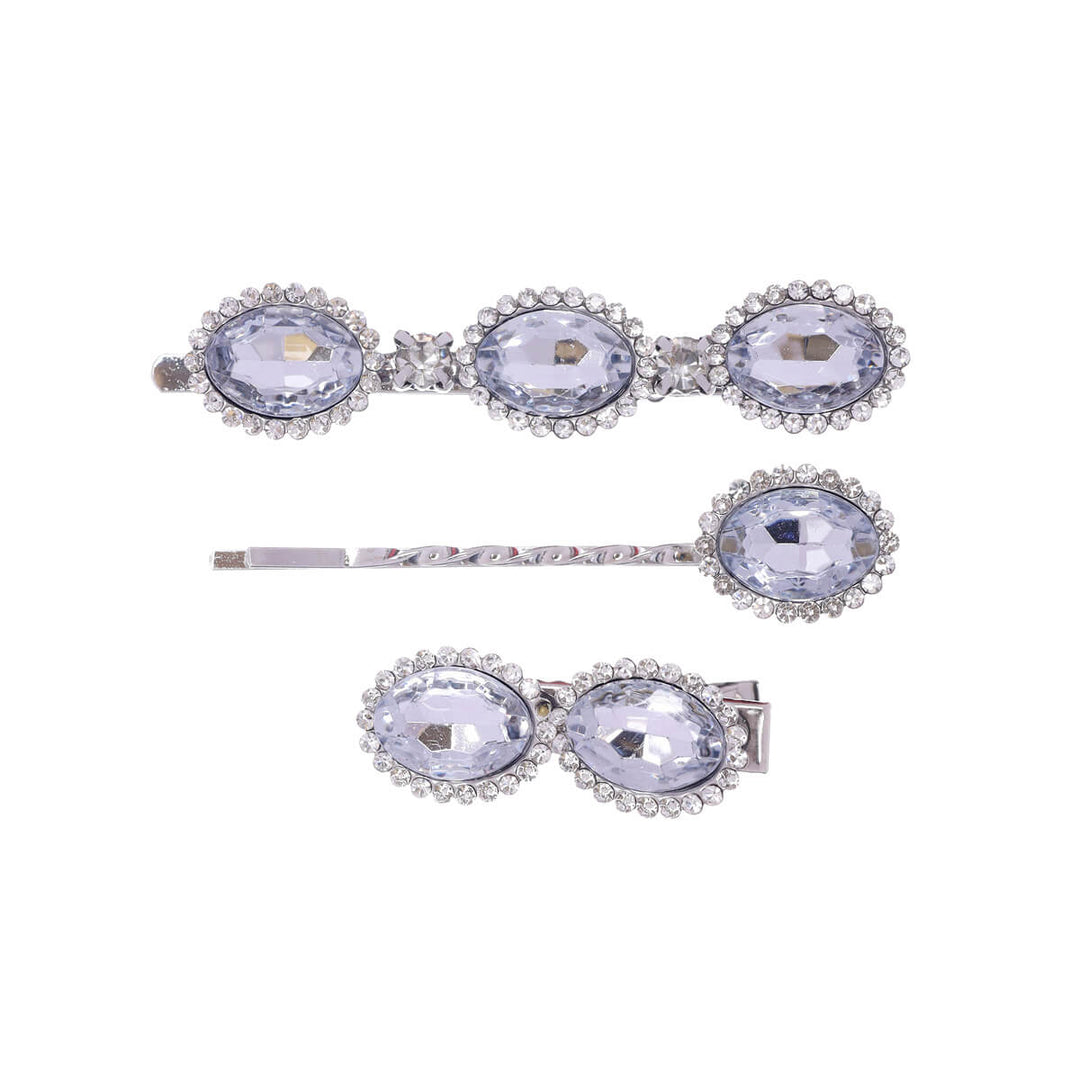 Oval glitter hair clips 3pcs