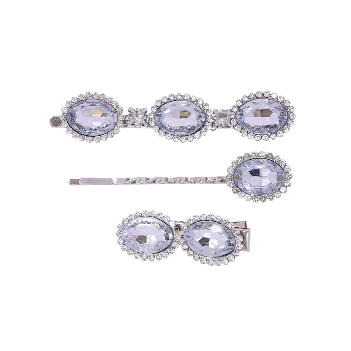 Oval glitter hair clips 3pcs