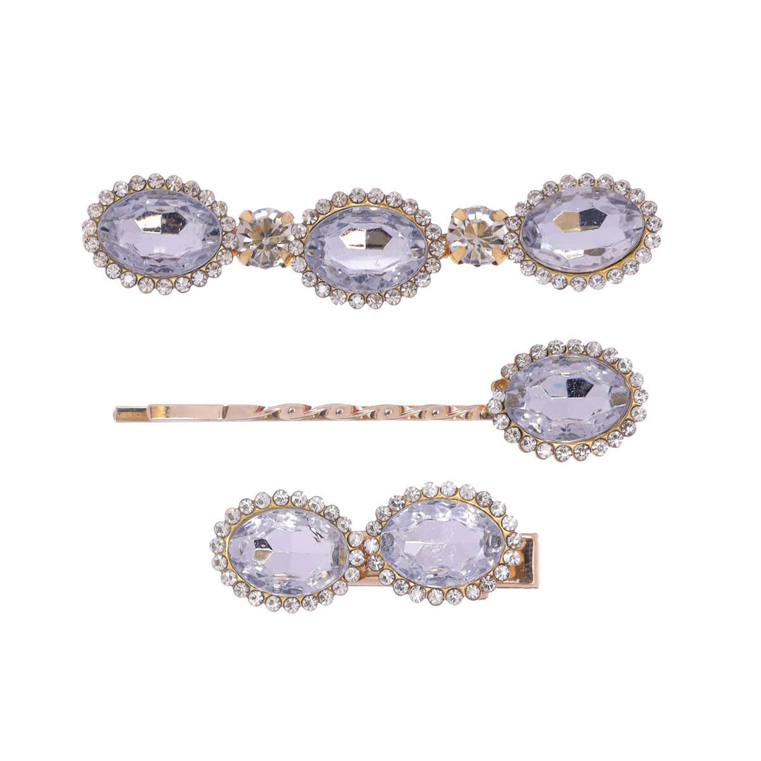Oval glitter hair clips 3pcs
