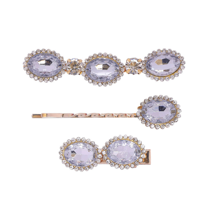 Oval glitter hair clips 3pcs