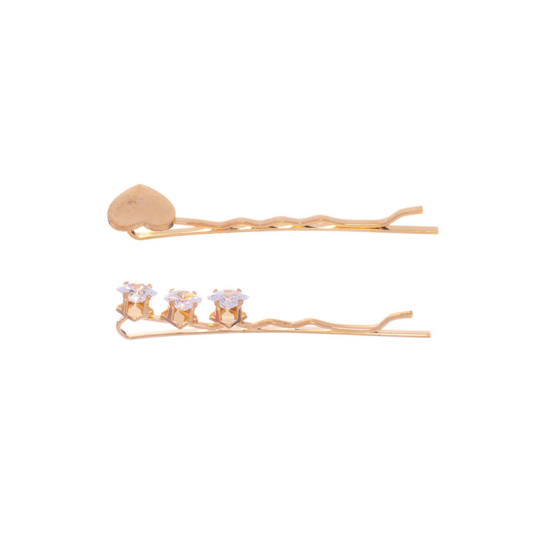 Sparkling heart hairpin set 2pcs