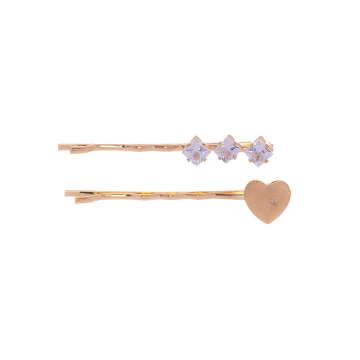 Sparkling heart hairpin set 2pcs