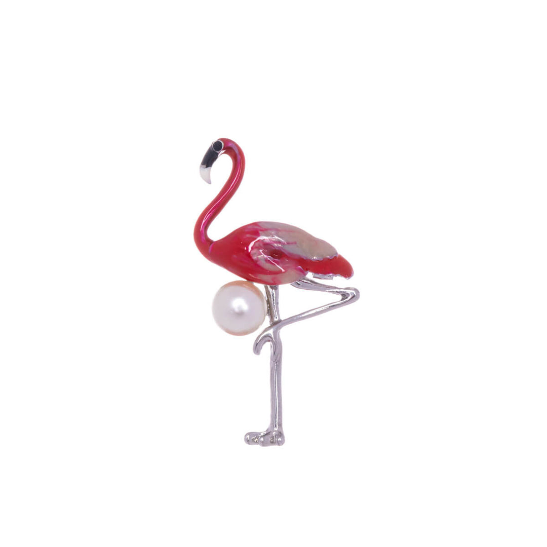 Flamingo brosch med pärla