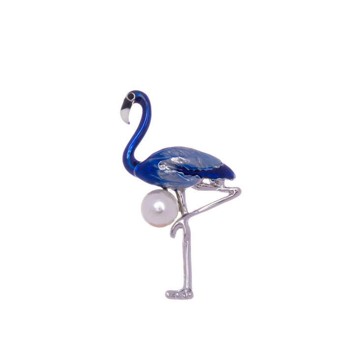 Flamingo brooch with pearl