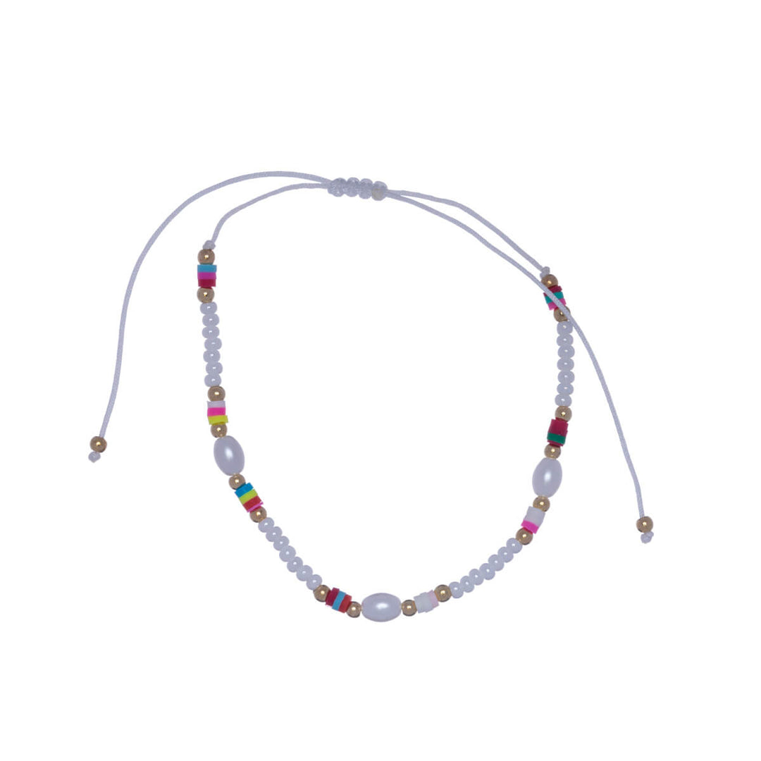 Colorful adjustable ankle bracelet with beads - Ninja.fi