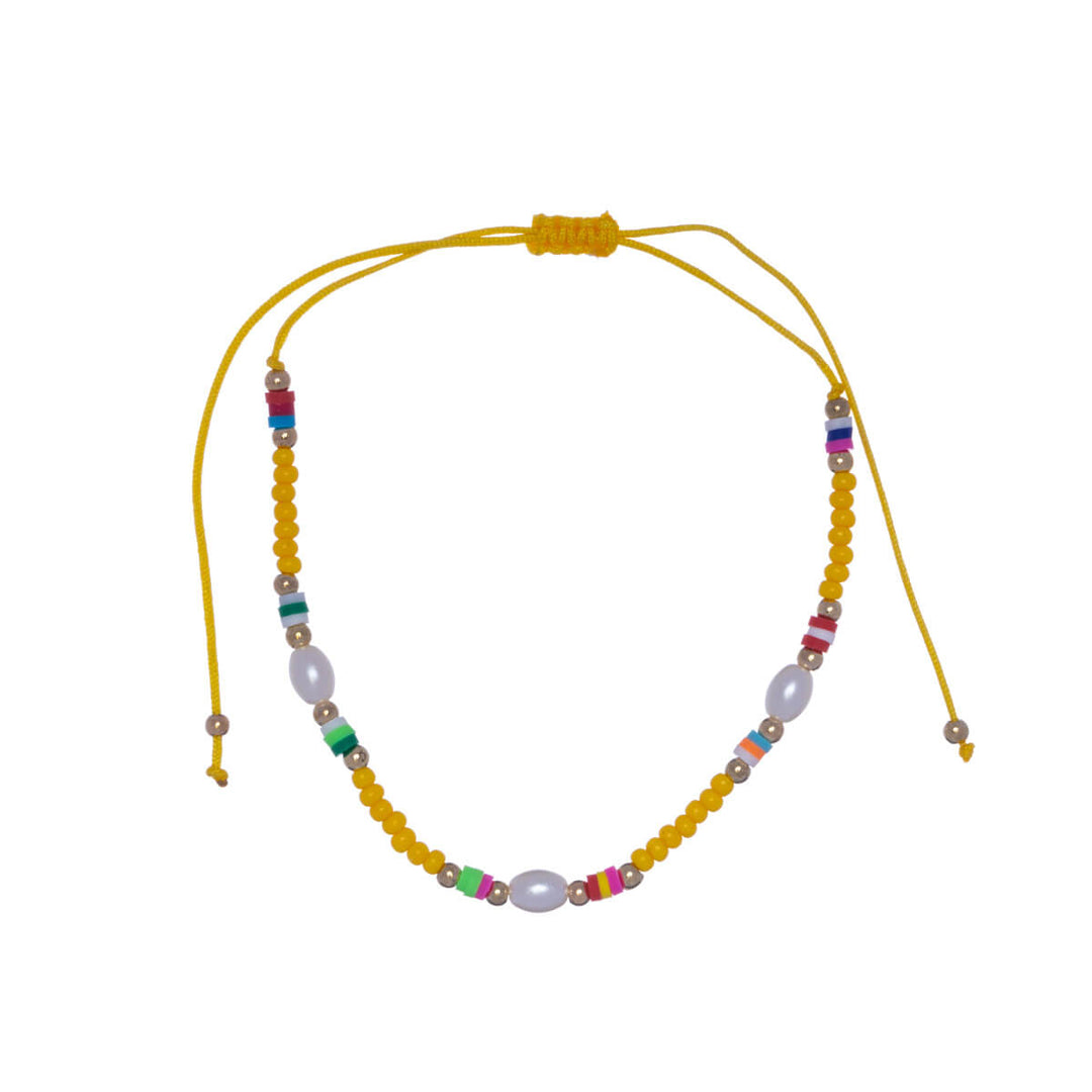 Colorful adjustable ankle bracelet with beads - Ninja.fi