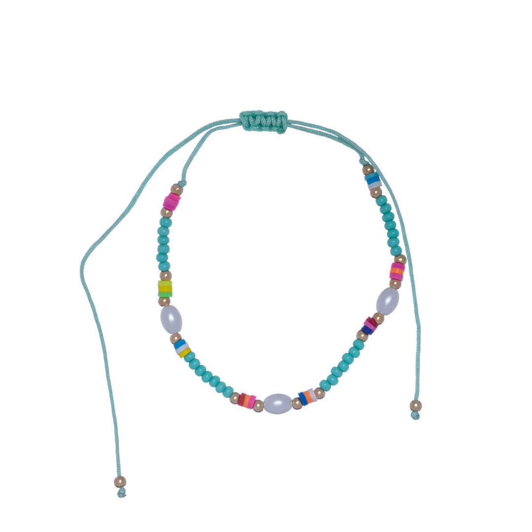 Colorful adjustable ankle bracelet with beads - Ninja.fi
