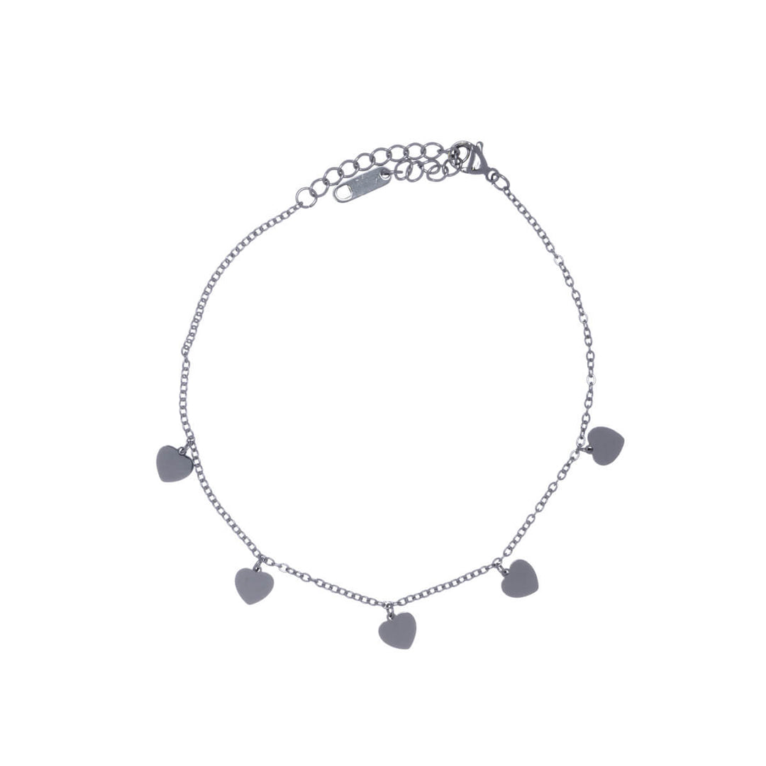 Steel ankle chain with heart pendants (Steel 316L)