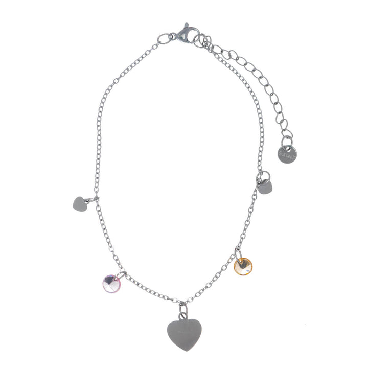 Steel ankle chain heart with pendants ankle bracelet (Steel 316L)