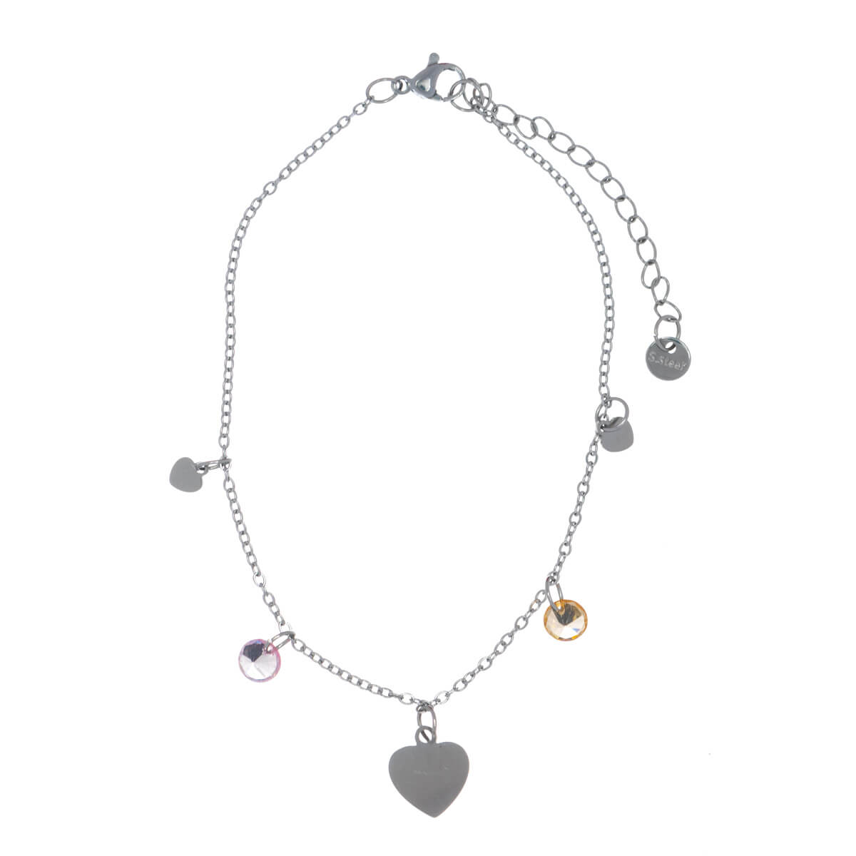 Stål Ankle Chain Heart Pendants Ankel smycken (Steel 316L)