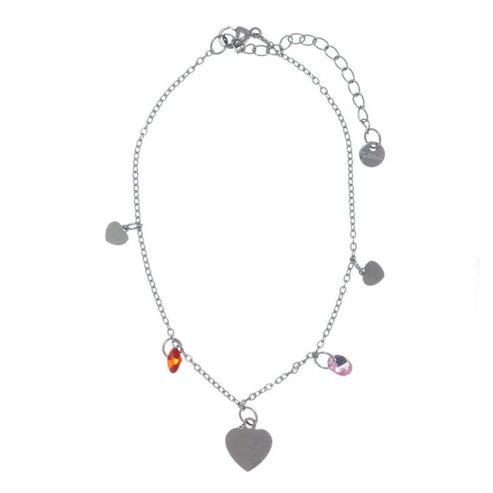 Stål Ankle Chain Heart Pendants Ankel smycken (Steel 316L)