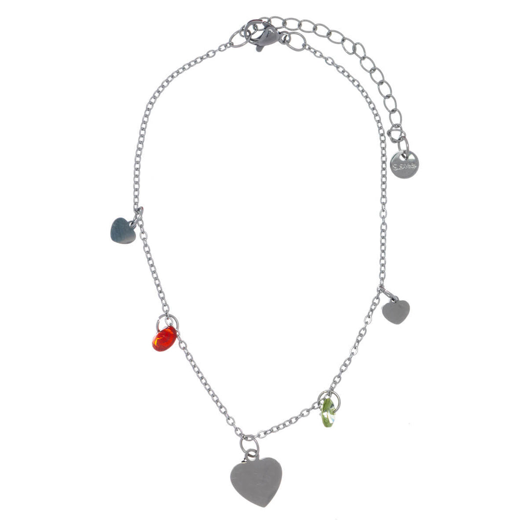 Stål Ankle Chain Heart Pendants Ankel smycken (Steel 316L)