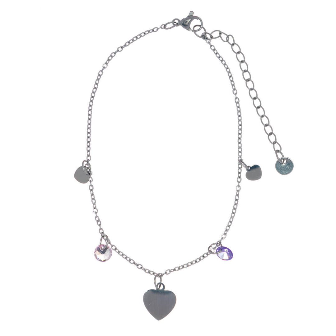 Stål Ankle Chain Heart Pendants Ankel smycken (Steel 316L)