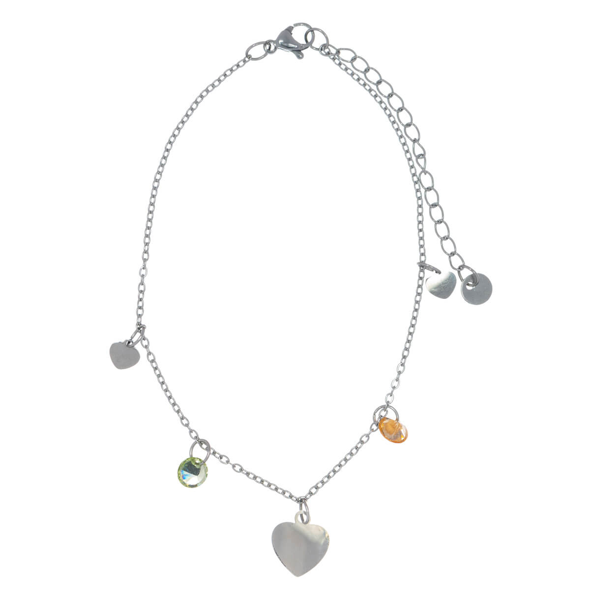 Stål Ankle Chain Heart Pendants Ankel smycken (Steel 316L)
