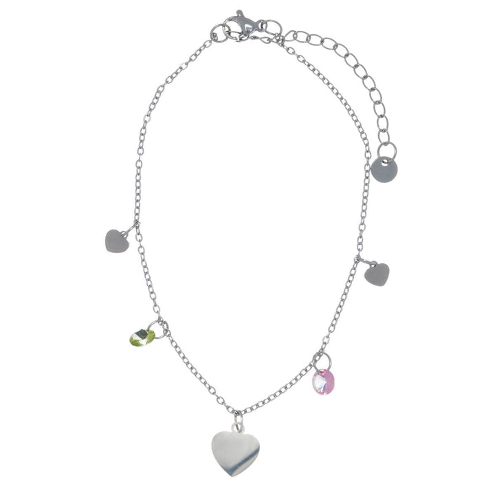 Steel ankle chain heart with pendants ankle bracelet (Steel 316L)