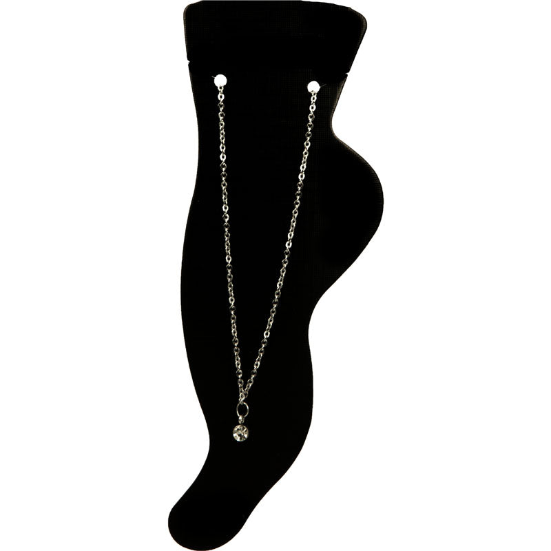 Ankle chain with glass pendant (steel 316L)