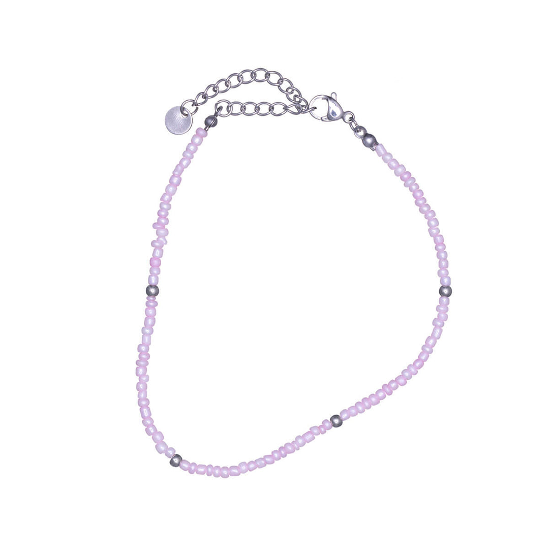 Steel ankle chain with small coloured beads (Steel 316L)