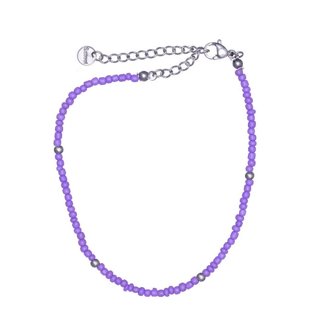 Steel ankle chain with small coloured beads (Steel 316L)