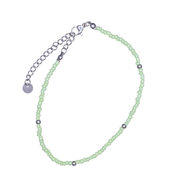 Steel ankle chain with small coloured beads (Steel 316L)