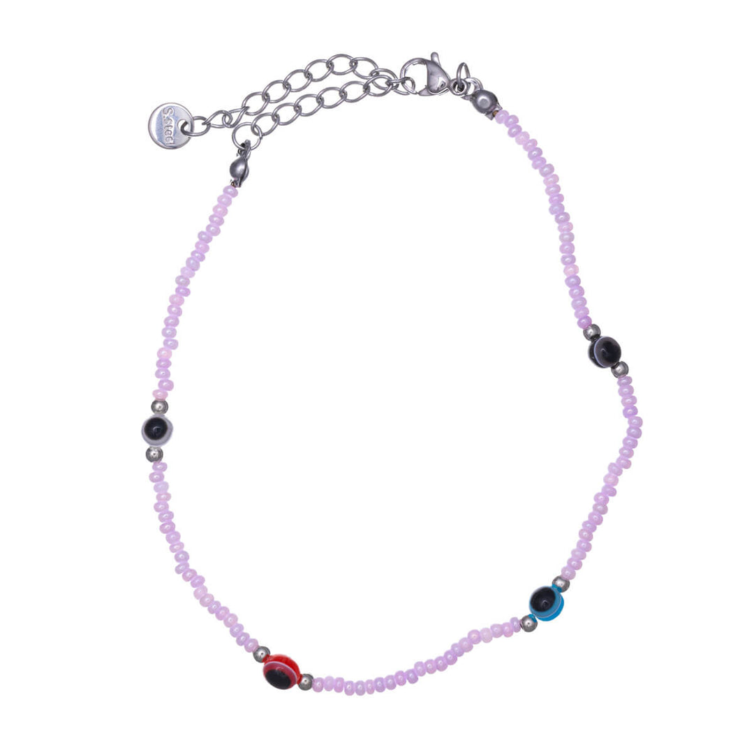 Colourful steel ankle chain evil eye (Steel 316L)