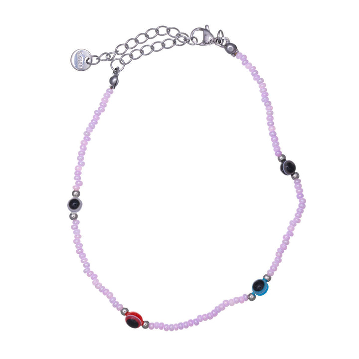 Colourful steel ankle chain evil eye (Steel 316L)