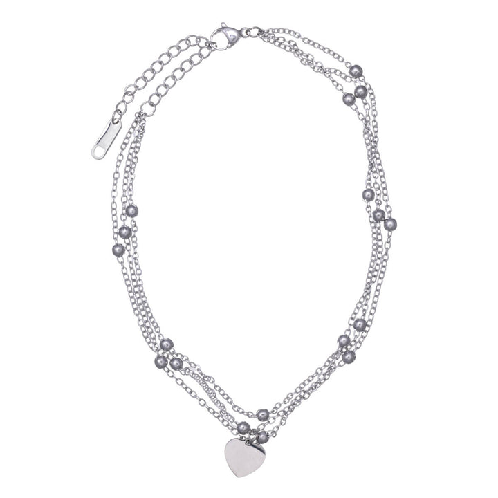 Heart pendant ankle chain with three chains ankle bracelet (Steel 316L)