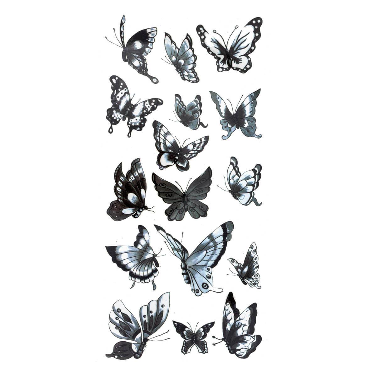 Transfer tattoo butterfly 16pcs sheet