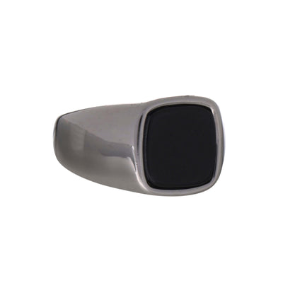 Black Stone Stem Ring (Steel 316L)