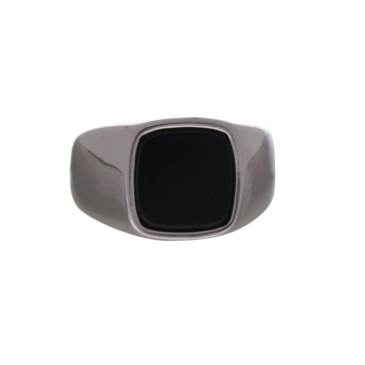 Black Stone Stem Ring (Steel 316L)