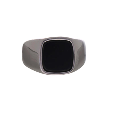 Black Stone Stem Ring (Steel 316L)